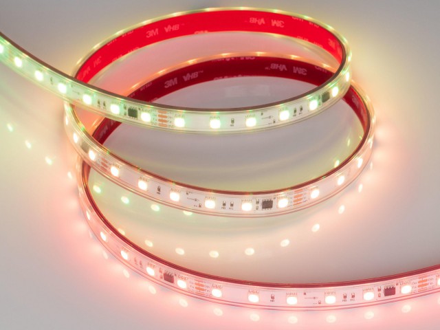 Лента герметичная SPI-PS-B60-12mm 24V RGB-PX6-BPT (12 W/m, IP67, 5060, 5m) (Arlight, бегущий огонь) фото:1