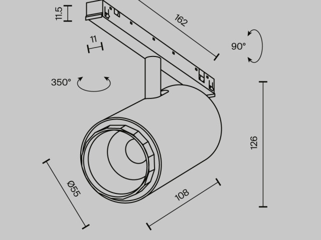 Трековый светильник Technical TR244-12W3K-B фото:1