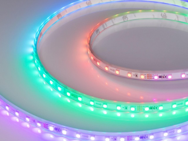 Лента герметичная SPI-P-F72-11mm 24V RGB-PX6 (14.4 W/m, IP66, 3535, 5m) (Arlight, бегущий огонь) фото:3