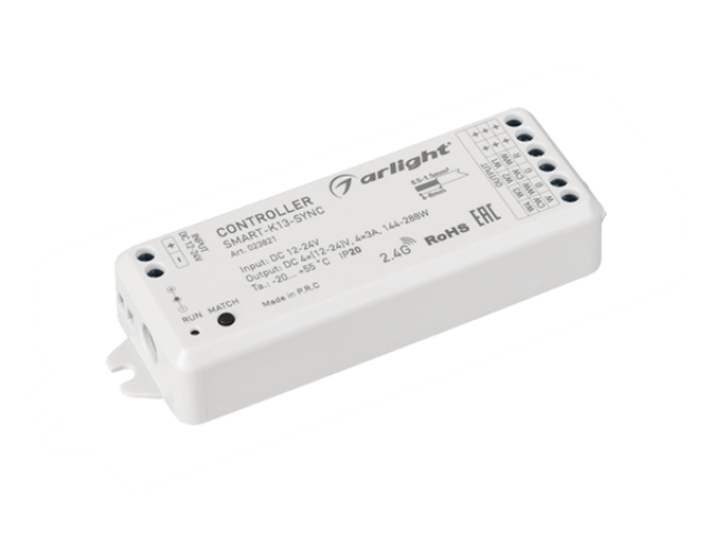 Контроллер SMART-K13-SYNC (12-24V, 4x3A, 2.4G) (Arlight, IP20 Пластик, 5 лет) фото:4
