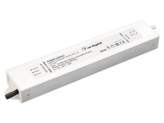 Блок питания ARPV-LG24060-SLIM-PFC-D (24V, 2.5A, 60W) (Arlight, IP67 Металл, 5 лет) фото:4