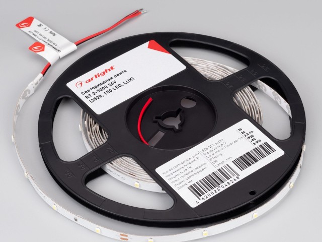 Лента RT 2-5000 24V Cool 8K 0.5x (3528, 150 LED, LUX) (Arlight, 2.9 Вт/м, IP20) фото:8