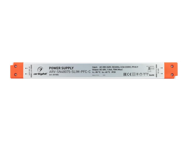 Блок питания ARV-SN48075-SLIM-PFC-C (48V, 1.56A, 75W) (Arlight, IP20 Пластик, 3 года) фото:2