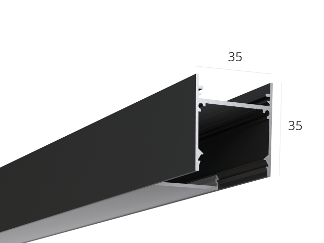Алюминиевый LED профиль LINE 3535 ral9005 LT70 (с экраном) — 3000мм фото:2