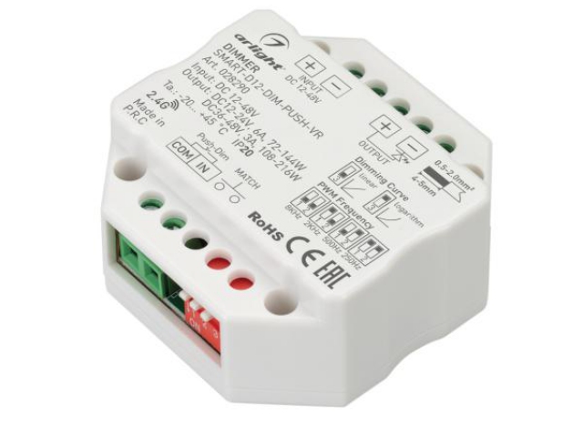 Диммер SMART-D12-DIM-PUSH-VR (12-48V, 1x6A, 2.4G) (Arlight, IP20 Пластик, 5 лет) фото:2