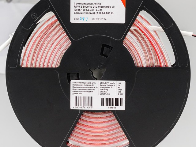Лента герметичная RTW-PS-A160-10mm 24V Warm2700 (12 W/m, IP67, 2835, 5m) (Arlight, 12 Вт/м, IP67) фото:14