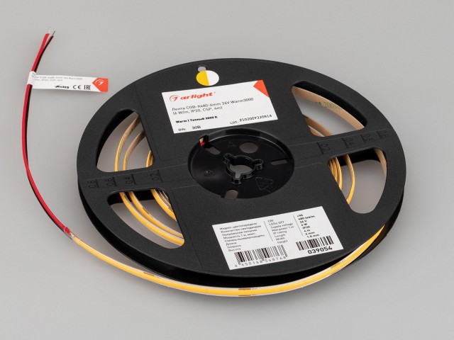Лента COB-X480-6mm 24V Warm3000 (6 W/m, IP20, CSP, 4m) (Arlight, -) фото:10