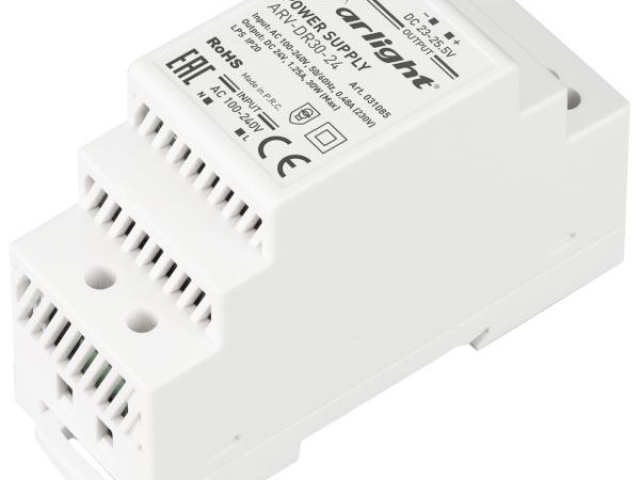 Блок питания ARV-DR30-24 (24V, 1.25A, 30W) (Arlight, IP20 DIN-рейка) фото:2