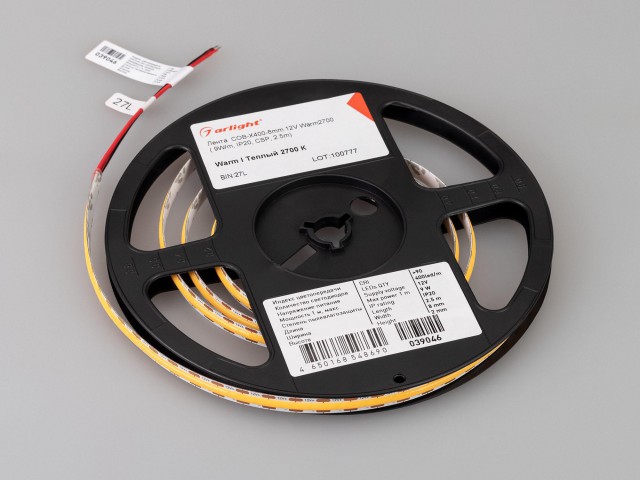 Лента COB-X400-8mm 12V Warm2700 (9 W/m, IP20, CSP, 2.5m) (Arlight, -) фото:2