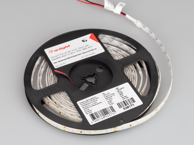 Лента FITOLUX-SE-A144-10mm 24V Day5000-Red (14 W/m, IP65, 2835, 5m) (Arlight, 14 Вт/м, IP65) фото:1