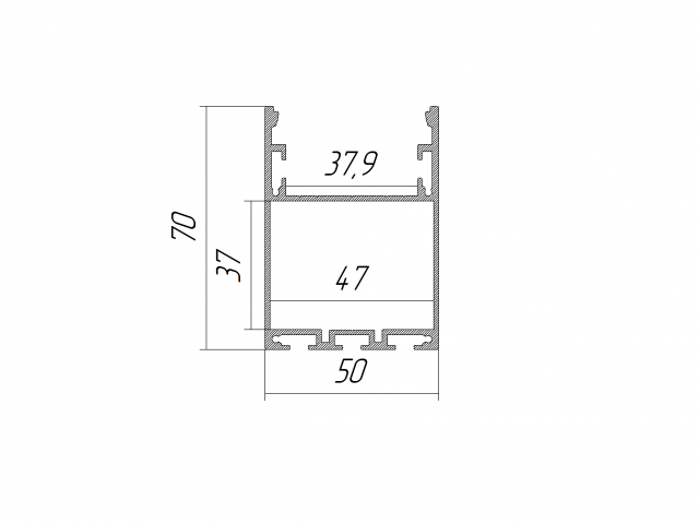 Профиль HOKASU 50/70 Anod LT70 (с экраном) — 2500мм фото:2