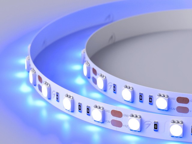 Лента RT 2-5000 12V Blue 2x (5060, 300 LED, LUX) (Arlight, 14.4 Вт/м, IP20) фото:1