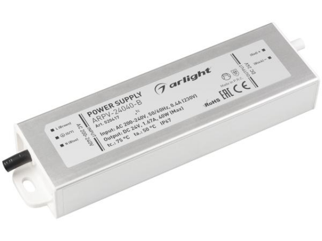 Блок питания ARPV-24040-B (24V, 1.7A, 40W) (Arlight, IP67 Металл, 3 года) фото:3