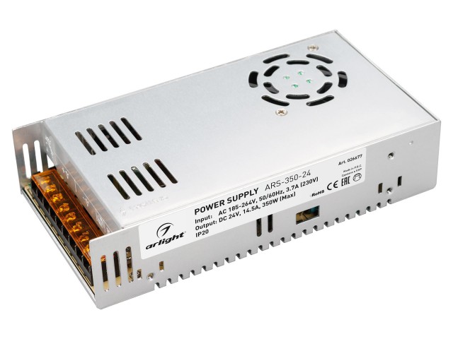 Блок питания ARS-350-24 (24V, 14.5A, 350W) (Arlight, IP20 Сетка, 2 года) фото:4