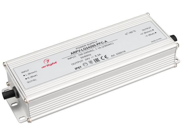 Блок питания ARPV-LG24200-PFC-A (24V, 8.3A, 200W) (Arlight, IP67 Металл, 5 лет) фото:3