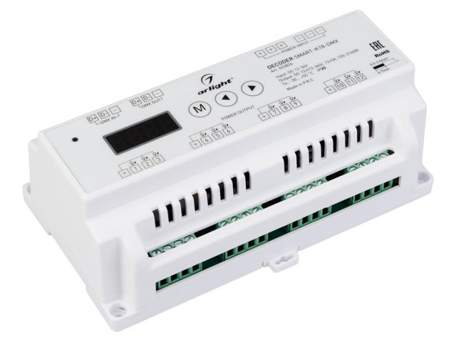 Декодер SMART-K18-DMX (12-36V, 12x5A) (Arlight, IP20 Пластик, 5 лет) фото:7