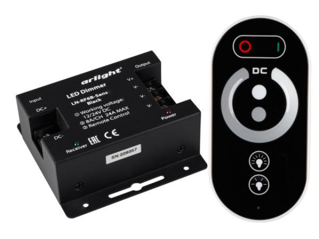 Диммер LN-RF6B-Sens Black (12-24V, 3x8A) (Arlight, IP20 Металл, 1 год) фото:3