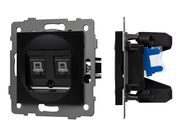 Механизм компьютерной розетки двойной SCT-MPC2-PL-BK-V (RJ-45, CAT6) (Arlight, -) фото:2