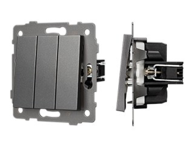 Механизм выключателя трехклавишный непроходной SWT-MK03-PL-GR-V (250V, 10A) (Arlight, -) фото:5