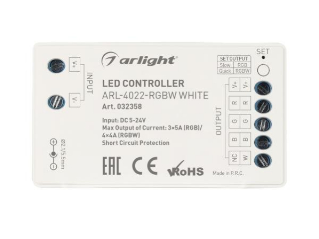 Контроллер ARL-4022-RGBW White (5-24V, 4x4A, ПДУ 24кн, RF) (Arlight, IP20 Пластик, 3 года) фото:1