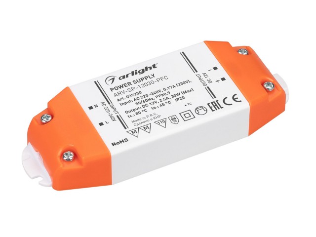 Блок питания ARV-SP-12030-PFC (12V, 2.5A, 30W) (Arlight, IP20 Пластик, 5 лет) фото:2