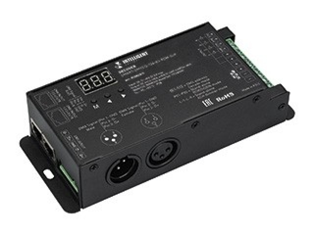 INTELLIGENT ARLIGHT Декодер SMART-DMX512-104-83-RDM-SUF (12-48V, 4x8A, XLR3/RJ45) (IARL, IP20 Металл, 5 лет) фото:1