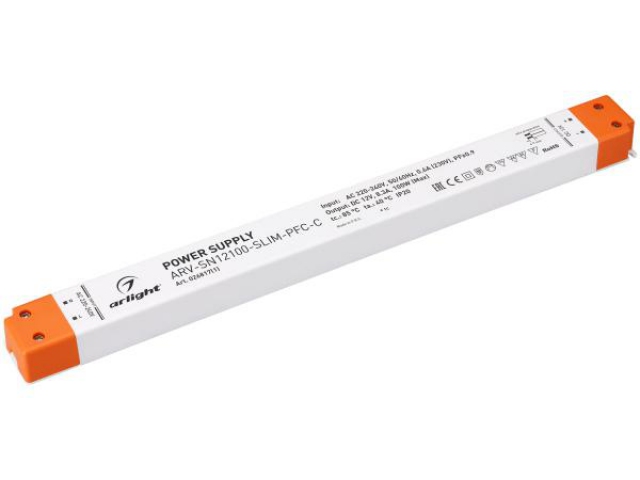 Блок питания ARV-SN12100-SLIM-PFC-C (12V, 8.3A, 100W) (Arlight, IP20 Пластик, 3 года) фото:1