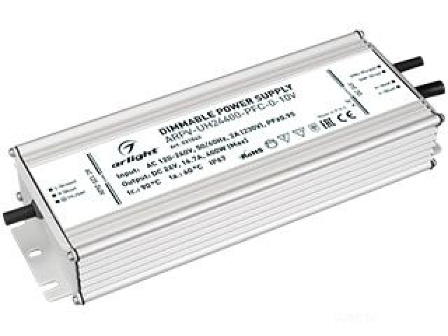 Блок питания ARPV-UH24400-PFC-0-10V (24V, 16.7A, 400W) (Arlight, IP67 Металл, 7 лет) фото:1