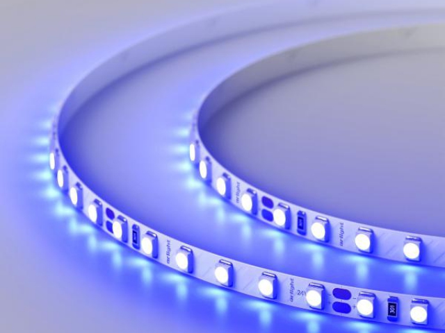 Лента RT 2-5000 24V Blue 5mm 2x (3528, 600 LED, LUX) (Arlight, 9.6 Вт/м, IP20) фото:4