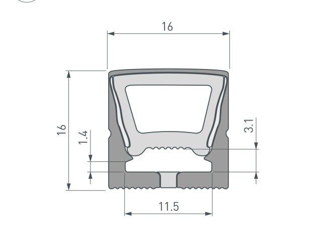 Силиконовый профиль WPH-FLEX-1616-TOP-S11-5m FULL BLACK (Arlight, Силикон) фото:1