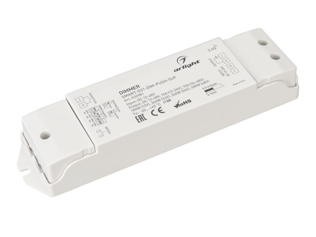 Диммер SMART-D21-DIM-PUSH-SUF (12-48, 1x15A, 2.4G) (Arlight, IP20 Пластик, 5 лет) фото:1