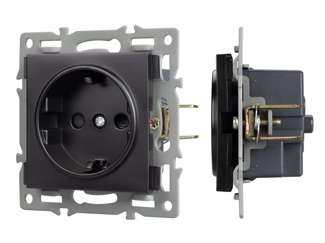 Механизм электрической розетки SCT-MEU1-PL-BK (250V, 16A) (Arlight, -) фото:1