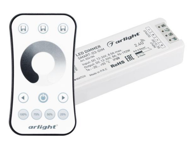Диммер SMART-DIM-SET-RING (12-24V, 1x8A, ПДУ 2.4G) (Arlight, IP20 Пластик, 5 лет) фото:4