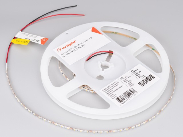Лента MICROLED-M120-3.5mm 12V Day4000 (8.3 W/m, IP20, 2216, 3m) (Arlight, узкая) фото:6