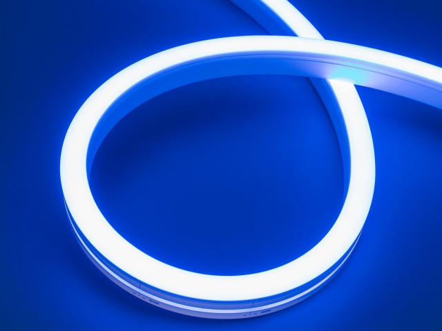 Лента герметичная MOONLIGHT-SIDE-A140-12x17mm 24V Blue (8 W/m, IP67, 5m, wire x2) (Arlight, Вывод боковой, 3 года) фото:1