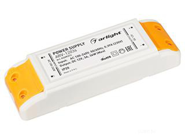Блок питания ARV-12036 (12V, 3A, 36W) (Arlight, IP20 Пластик, 2 года) фото:2