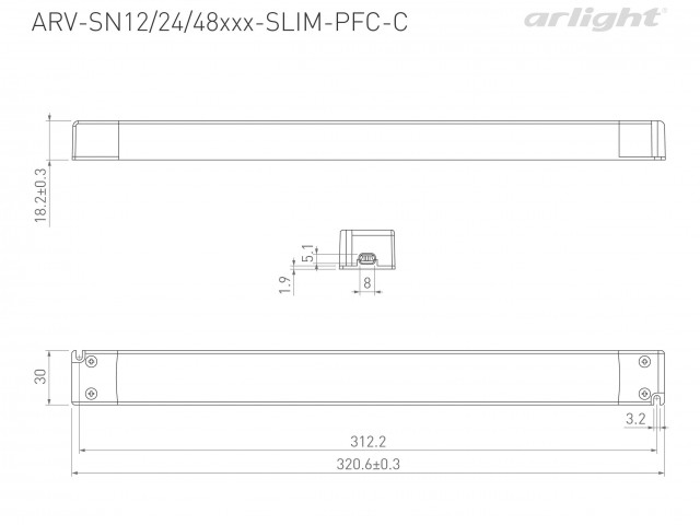 Блок питания ARV-SN48075-SLIM-PFC-C (48V, 1.56A, 75W) (Arlight, IP20 Пластик, 3 года) фото:1