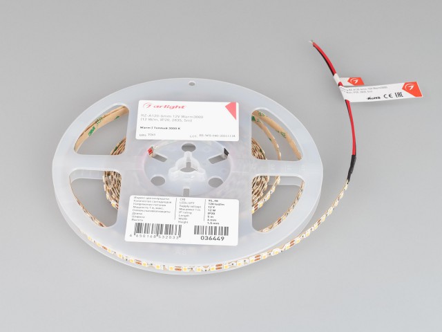Лента RZ-A120-6mm 12V Warm3000 (12 W/m, IP20, 2835, 5m) (Arlight, 12 Вт/м, IP20) фото:1