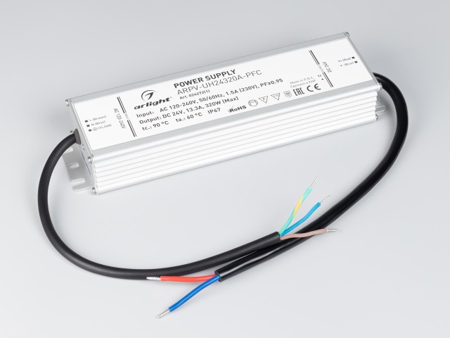 Блок питания ARPV-UH24320A-PFC (24V, 13.3A, 320W) (Arlight, IP67 Металл, 7 лет) фото:1