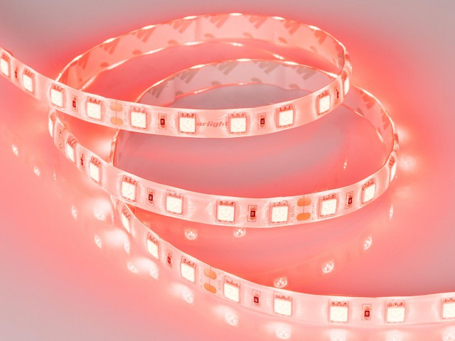 Лента RTW 2-5000SE 24V Red 2x (5060, 300 LED, LUX) (Arlight, 14.4 Вт/м, IP65) фото:9