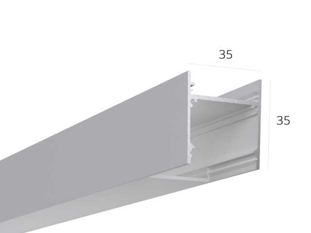 Алюминиевый LED профиль LINE 3535 ral9003 LT70 (с экраном) — 2000мм фото:2