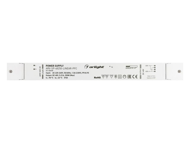 Блок питания ARV-SP-48250-LINEAR-PFC (48V, 5.21A, 250W) (Arlight, IP20 Пластик, 5 лет) фото:1