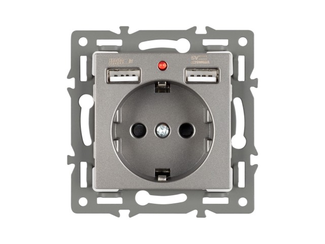 Механизм розетки с USB зарядкой SCT-MUAA-PL-GR (250V, 16A) (Arlight, -) фото:2