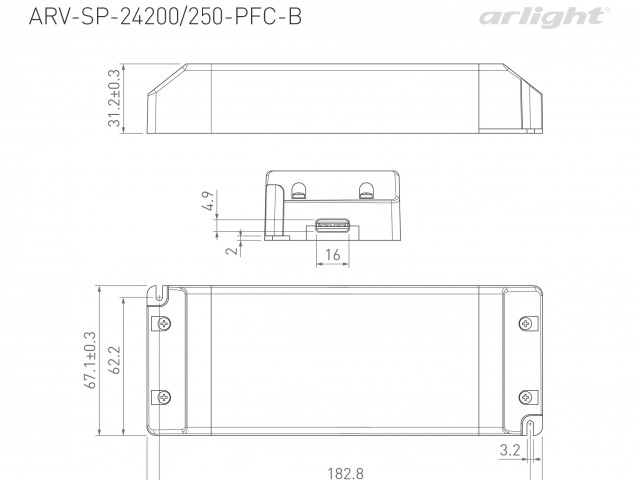 Блок питания ARV-SP-24200-PFC-B (24V, 8.3A, 200W) (Arlight, IP20 Пластик, 5 лет) фото:2