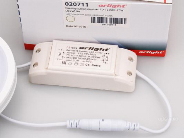 Светодиодная панель LTD-135SOL-20W Day White (Arlight, IP44 Пластик, 3 года) фото:4