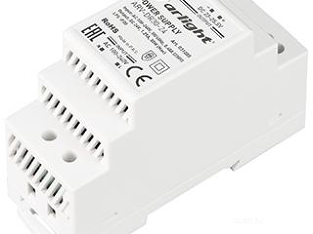 Блок питания ARV-DR30-24 (24V, 1.25A, 30W) (Arlight, IP20 DIN-рейка) фото:1