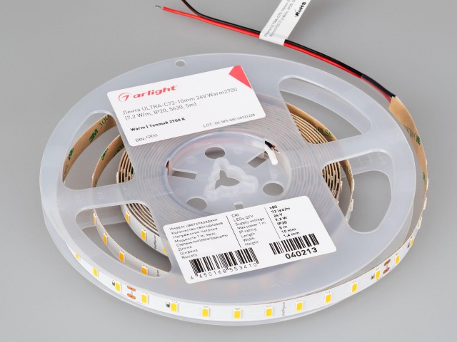 Лента ULTRA-C72-10mm 24V Warm2700 (7.2 W/m, IP20, 5630, 5m) (Arlight, высок.эфф.200 лм/Вт) фото:3