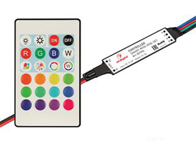 Контроллер SMART-MINI-RGB-SET (12-24V, 3x1.5A, ПДУ 24кн, IR) (Arlight, IP20 Пластик, 5 лет) фото:2