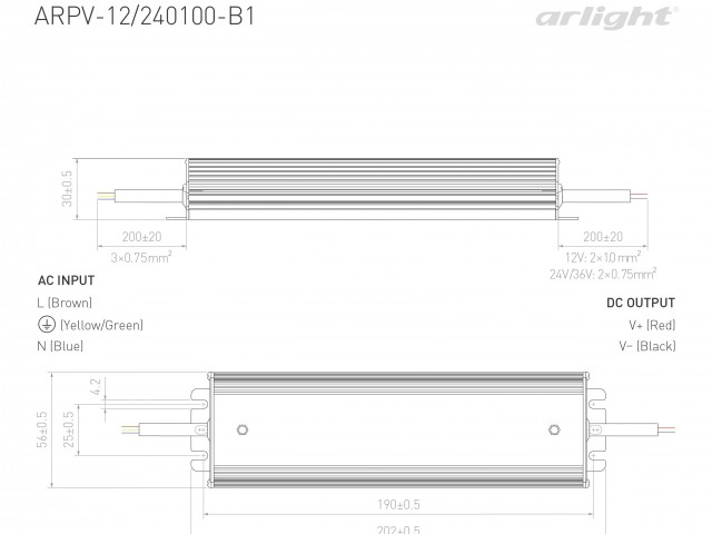 Блок питания ARPV-24100-B1 (24V, 4,2A, 100W) (Arlight, IP67 Металл, 3 года) фото:3