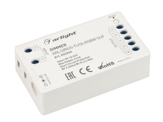 Диммер ARL-SIRIUS-TUYA-RGBW-SUF (12-24V, 4x4A, 2.4G) (Arlight, IP20 Пластик, 3 года) фото:3